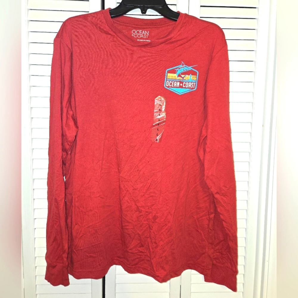 OCEAN + COAST Men's L Tight Lines Long Sleeve Tee NEW